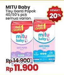 Promo Harga Mitu Baby Wipes Ganti Popok All Variants 50 pcs - Indomaret