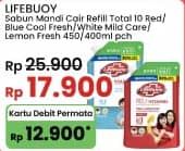 Promo Harga Lifebuoy Body Wash Total 10, Cool Fresh, Mild Care, Lemon Fresh 400 ml - Indomaret