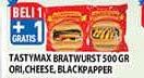 Promo Harga TASTYMAX Bratwurst Blackpapper, Chesee, Original per 6 pcs 500 gr - Hypermart