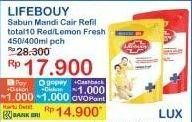 Promo Harga Lifebuoy Body Wash Total 10, Lemon Fresh 400 ml - Indomaret