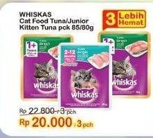 Promo Harga WHISKAS Makanan Kucing Junior Tuna, Tuna Ocean Fish 85 gr - Indomaret