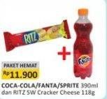 Promo Harga Coca-cola / Fanta / Sprite 390 ml +Ritz Cracker Cheese  - Alfamart