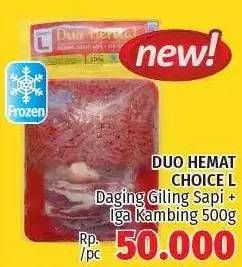 Promo Harga Choice L Daging GIling Sapi + Iga Kambing  - LotteMart