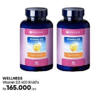 Promo Harga Wellness Vitamin D3 400IU 60 pcs - Guardian
