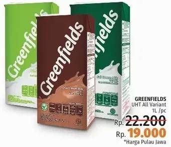 Promo Harga GREENFIELDS UHT Choco Malt, Full Cream, Skimmed Milk 1000 ml - LotteMart