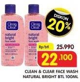 Promo Harga CLEAN & CLEAR Facial Wash Natural Bright 100 ml - Superindo