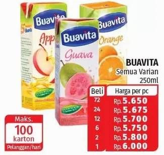 Promo Harga BUAVITA Fresh Juice All Variants 250 ml - Lotte Grosir