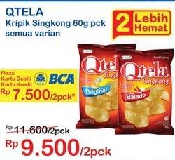 Promo Harga QTELA Keripik Singkong All Variants per 2 pouch 60 gr - Indomaret