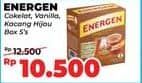 Promo Harga Energen Cereal Instant Chocolate, Vanilla, Kacang Hijau per 5 pcs 30 gr - Alfamidi