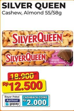 Promo Harga Silver Queen Chocolate Cashew, Almonds 58 gr - Alfamart