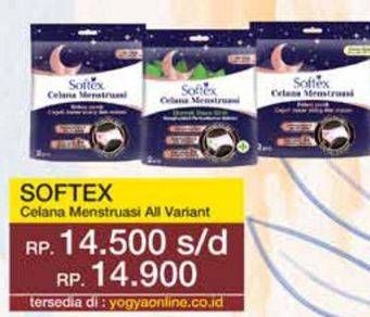 Promo Harga Softex Celana Menstruasi All Size, All Size Daun Sirih, Extra Size 2 pcs - Yogya