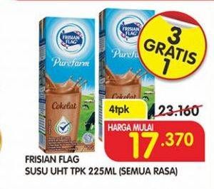 Promo Harga FRISIAN FLAG Susu UHT Purefarm All Variants per 4 box 225 ml - Superindo