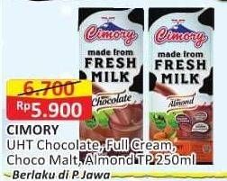 Promo Harga Cimory Susu UHT Chocolate, Full Cream, Choco Malt, Almond 250 ml - Alfamart