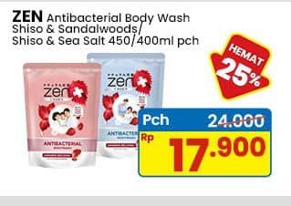 Promo Harga ZEN Anti Bacterial Body Wash Shiso Sandalwood, Shiso Sea Salt 400 ml - Indomaret