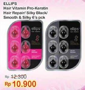 Promo Harga ELLIPS Hair Vitamin Keratin Hair Repair, Silky Black, Smooth Silky 6 pcs - Indomaret