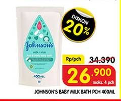 Promo Harga JOHNSONS Baby Milk Bath Milk + Rice 400 ml - Superindo