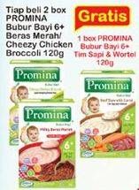 Promo Harga PROMINA Bubur Bayi 6+ Beras Merah, Cheezy Chicken Broccoli 120 gr - Indomaret