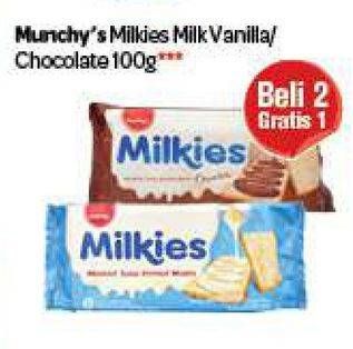 Promo Harga MUNCHYS Milkies Malkist Milk Vanilla, Chocolate 100 gr - Carrefour