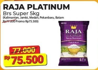 Promo Harga Raja Platinum Beras Slyp Super 5000 gr - Alfamart