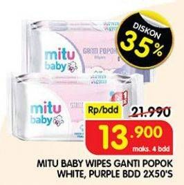 Promo Harga MITU Baby Wipes Ganti Popok White Lively Vanilla, Purple Playful Fressia 50 pcs - Superindo
