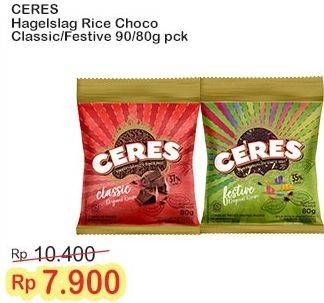 Promo Harga Ceres Hagelslag Rice Choco Classic, Festive 90 gr - Indomaret