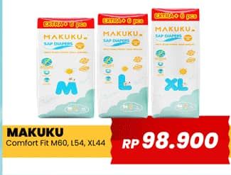 Promo Harga Makuku Comfort Fit Diapers Pants M60+6, L54+6, XL44+6 50 pcs - Yogya