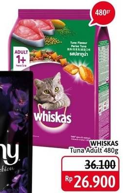 Promo Harga WHISKAS Adult Cat Food Tuna 480 gr - Alfamidi