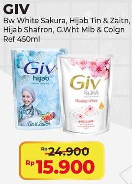 GIV Body Wash White Sakura, Hijab Tin & Zaitun, Hijab Shafron, G.Wht Mlb & Clgn ref 450ml