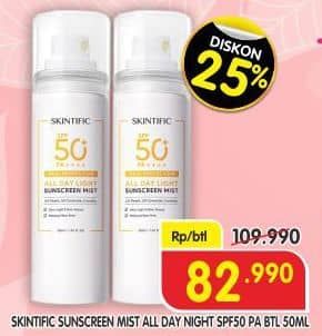 Promo Harga Skintific All Day Light Sunscreen Mist SPF 50 PA++++ 50 ml - Superindo