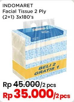 Promo Harga Indomaret Facial Tissue per 3 pouch 180 pcs - Indomaret