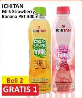 Promo Harga Ichitan Korean Milk Banana, Strawberry 300 ml - Alfamart