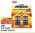 Promo Harga ABC Battery Super Power R-3 AAA 4 pcs - Alfamart