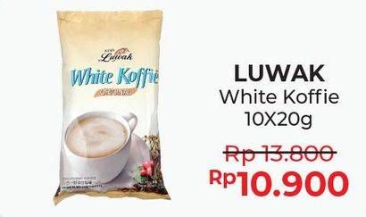 Promo Harga Luwak White Koffie per 10 sachet 20 gr - Alfamart