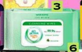 Promo Harga Watsons Antibacterial Cleansing Wipes 50 sheet - Watsons