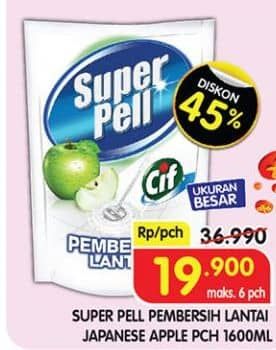 Promo Harga Super Pell Pembersih Lantai Fresh Apple 1600 ml - Superindo