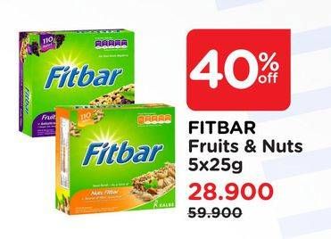 Promo Harga FITBAR Makanan Ringan Sehat Fruits, Nuts Delight per 5 pcs 22 gr - Watsons
