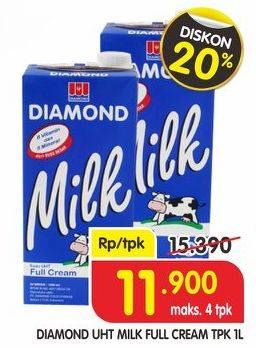 Promo Harga DIAMOND Milk UHT Full Cream 1 ltr - Superindo