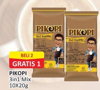Promo Harga PIKOPI 3 in 1 Kopi Mix per 10 sachet 20 gr - Alfamart