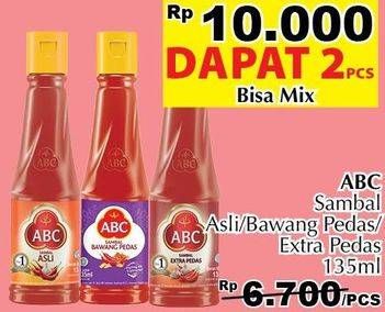 Promo Harga ABC Sambal Asli, Bawang Pedas, Extra Pedas per 2 botol 135 ml - Giant
