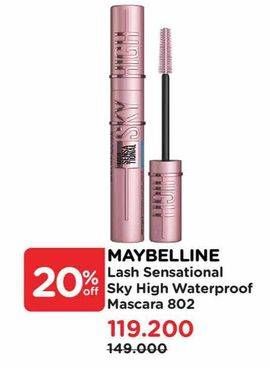 Promo Harga Maybelline Sky High Waterproof Mascara  - Watsons