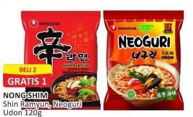 Promo Harga NONGSHIM Noodle Shin Ramyun Spicy Mushroom, Neoguri Udon 120 gr - Alfamart