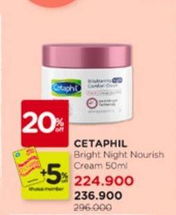Promo Harga Cetaphil Cetaphil Bright Healthy Radiance Brightening Night Comfort Cream 50 gr - Watsons