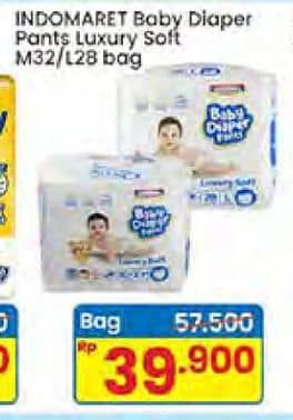 Promo Harga Indomaret Baby Diapers Pants Luxury Soft M32, L28 28 pcs - Indomaret