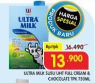 Promo Harga Ultra Milk Susu UHT Full Cream, Coklat 750 ml - Superindo