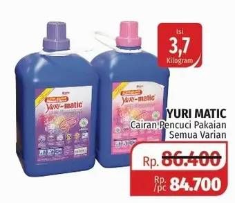 Promo Harga YURI MATIC Detergent Liquid All Variants 3700 gr - Lotte Grosir