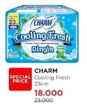 Promo Harga Charm Cooling Fresh Sejuk Wing 23cm 14 pcs - Watsons