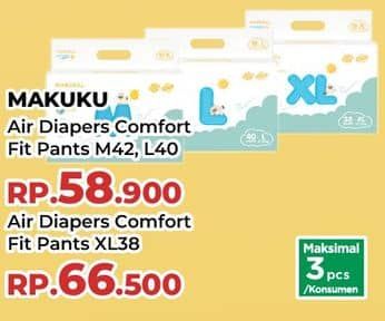 Promo Harga Makuku Comfort Fit Diapers Pants M42, L40 40 pcs - Yogya