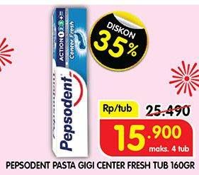 Promo Harga Pepsodent Pasta Gigi Action 123 Center Fresh 160 gr - Superindo