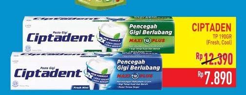 Promo Harga Ciptadent Pasta Gigi Maxi 12 Plus Cool Mint, Fresh Mint 190 gr - Hypermart