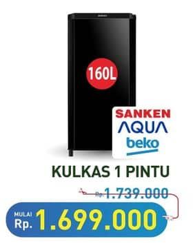 Promo Harga Sanken/Aqua/Beko Kulkas 1 Pintu  - Hypermart